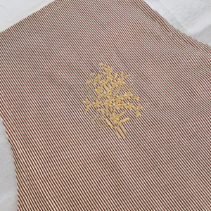 Avental 100% Algodão Bordado com Flores - Listrado Rose e Branco