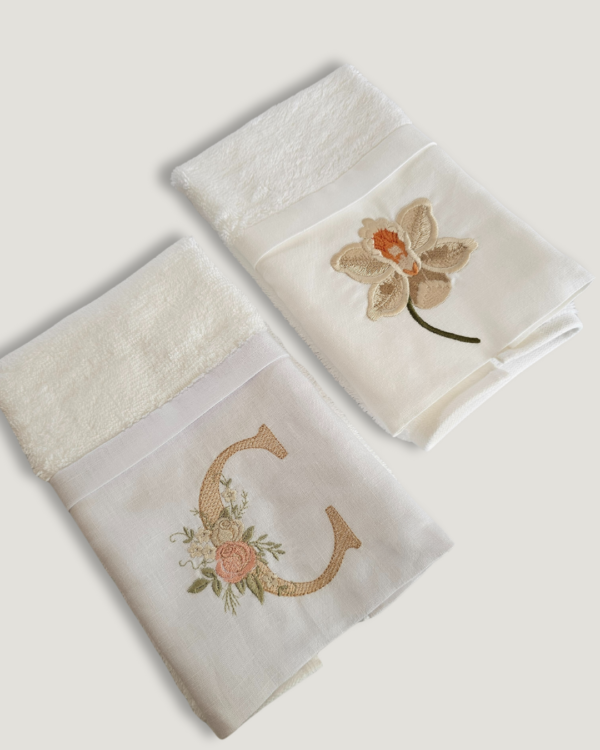 kit 2 toalhas de lavabo bordadas premium 100% algodão - Personalizável