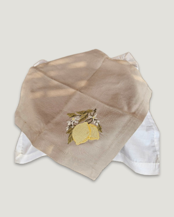 Conjunto Para Cesta de Pães 100% Algodão Bordado | Limão Siciliano - Imagem 2