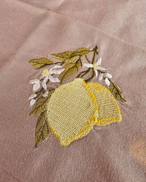Conjunto Para Cesta de Pães 100% Algodão Bordado | Limão Siciliano - Imagem 3