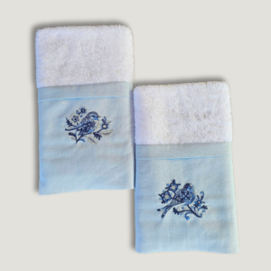 Conjunto Duas Toalhas de Lavabo Bordadas 100% Algodão - Passarinhos
