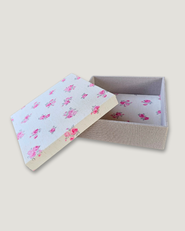 Caixinha Decorativa Florida - Rosa e Branco