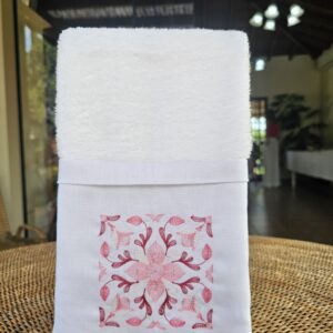 Toalha de Lavabo Bordada 100% algodão - Azuleijo Português