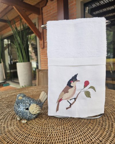 Toalha de Lavabo 100% Algodão Passarinho bordado (6)